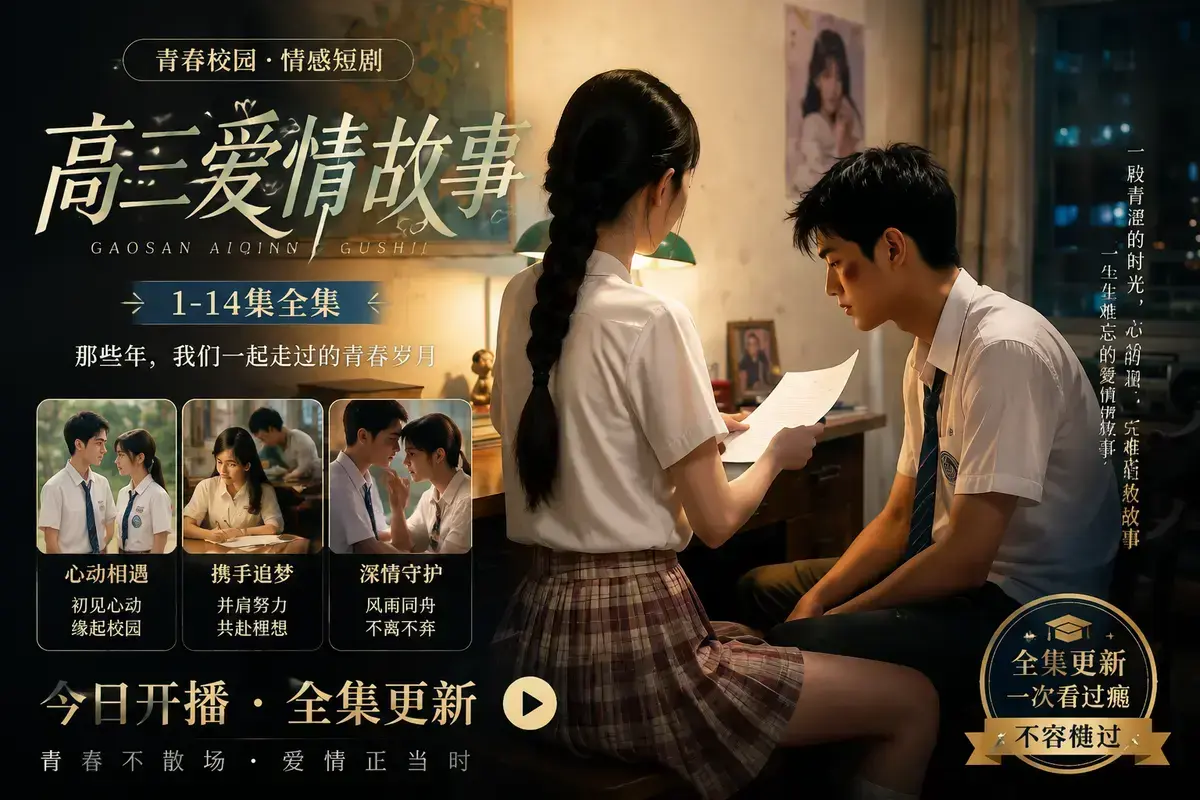 《AI短剧高三爱情故事》高清完整版在线观看 林澈苏晚晴校园恋曲 中字无删减全集免费看